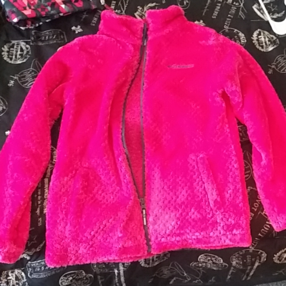Girls hot pink Columbia jacket never worn size 14/